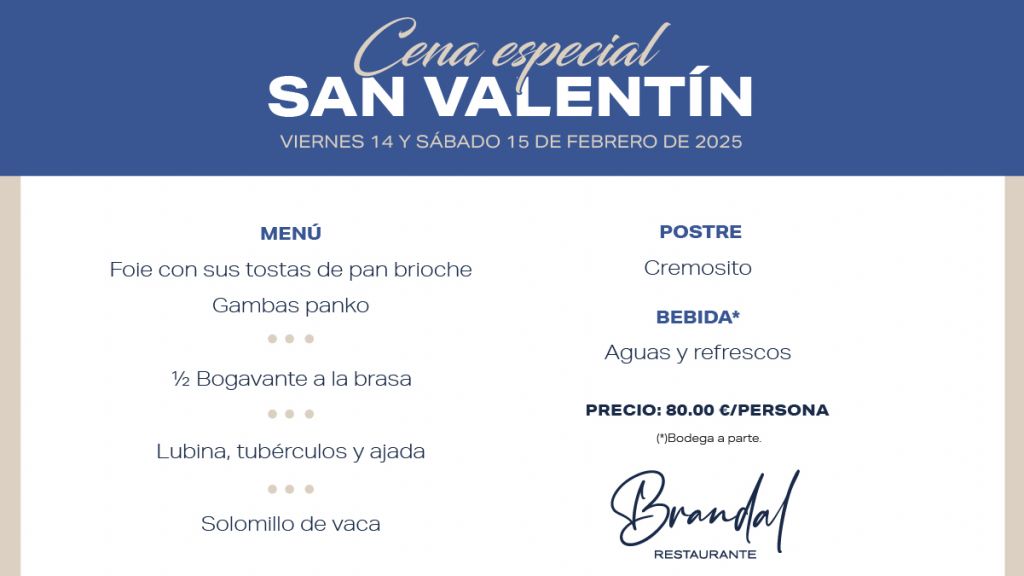 Celebra el amor en Brandal y disfruta del menú especial de San Valentín